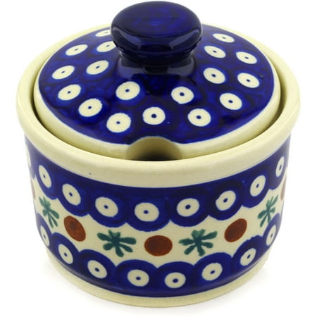 Gold Open Sugar Bowl Polish Pottery Sugar Bowl (Mosquito Theme) Hand Painted in Boleslawiec, Poland + Certificate of Authenticity ()