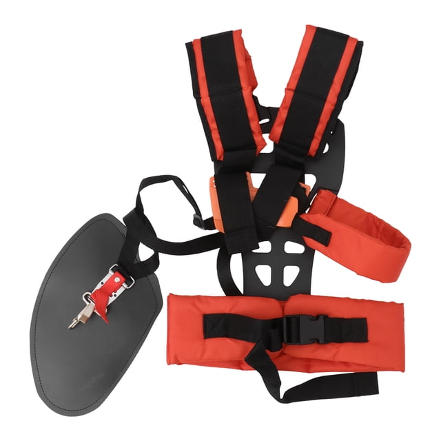W Shape Adjustable Shoulder Harness Strap for Trimmers Brush Cutter with Padded Waistband Orange