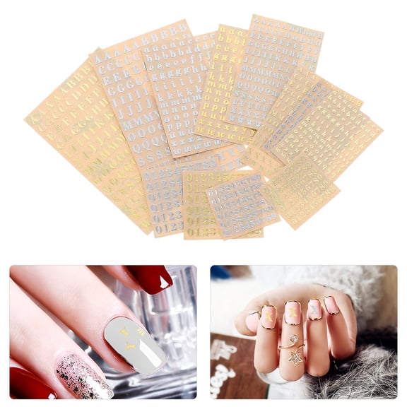 DEEPCRAFF 12 Sheets Small Letter Stickers for Nail Art Women Diy Enthusiasts Decorative Alphabet Stickers Scrapbook