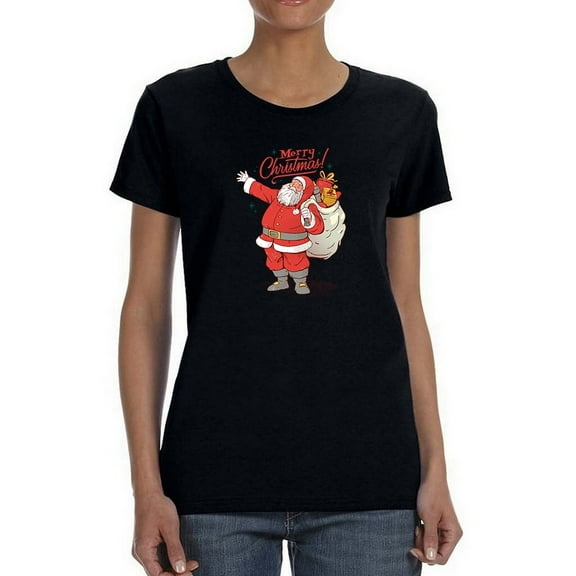 Merry Christmas Santa T-Shirt Women -Smartprints Designs, Female Large