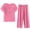 Hot Pink, variant on Women Summer Casual Two Piece Suit Pajamas Short Sleeved Round Neck Top/Shirt Set Cotton Silk Suit Large Size Comfortable Breathable Cardigan Button Pocket Pink Sizes L