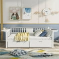 thumbnail image 2 of Full Size Daybed with Two Drawers, Solid Wood Daybed Frame with Small Tables on the Left and Right Sides, Wood Slat Support, No Box Spring Needed, White, 2 of 7