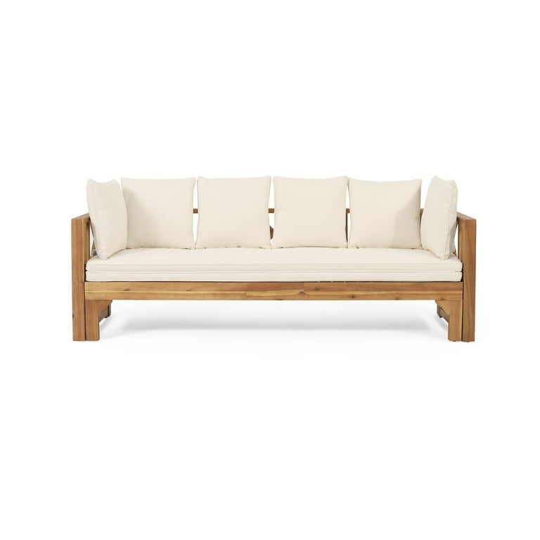 Christopher Knight Home Long Beach Outdoor Extendable Acacia Wood Daybed Sofa by Teak Beige
