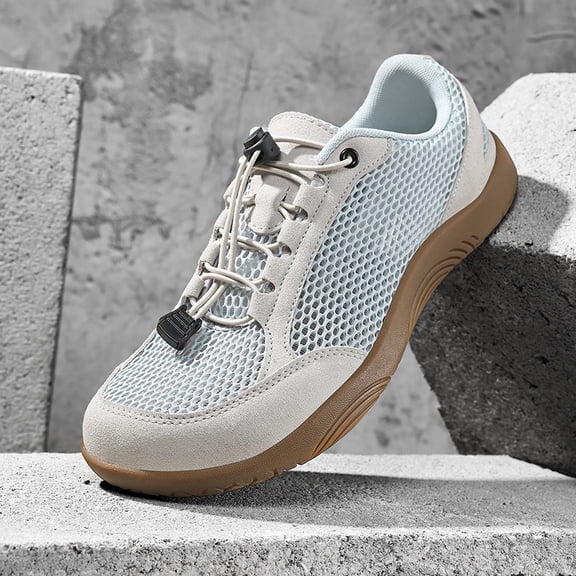 Men’s Wide Toe Box Barefoot Sneakers – Breathable Reflective Mesh Running Shoes with Non-Slip Rubber Sole, Quick-Lace Comfort Trainers for Gym, Walking & Outdoor Sports