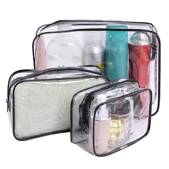 Clear Makeup Bags,3pcs Cosmetic Makeup Bags Set Transparent Travel Toiletry Bag Waterproof Leakproof Carry On Airport Cosmetic Organizer Pouch with Zipper for Women Men
