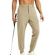 thumbnail image 4 of Pantalones largos para hombre, de color liso, informales, con botones en la cintura y bolsillos con cremallera, para exteriores, de golf, estilo corsé, de poliéster., 4 of 5