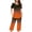 Orange, variant on Cavosen Summer Short Sets for Women 2 Piece Plus Size Short Sleeve V Neck Button T Shirts Wide Leg Capri Pants Gradient Vacation Sets with Pockets