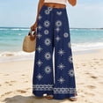 thumbnail image 4 of ClodeEU Women's Boho Print Wide Leg Palazzo Pants,Elastic High Waist Flowy Casual Trousers ,Women's Plus XL, 4 of 5