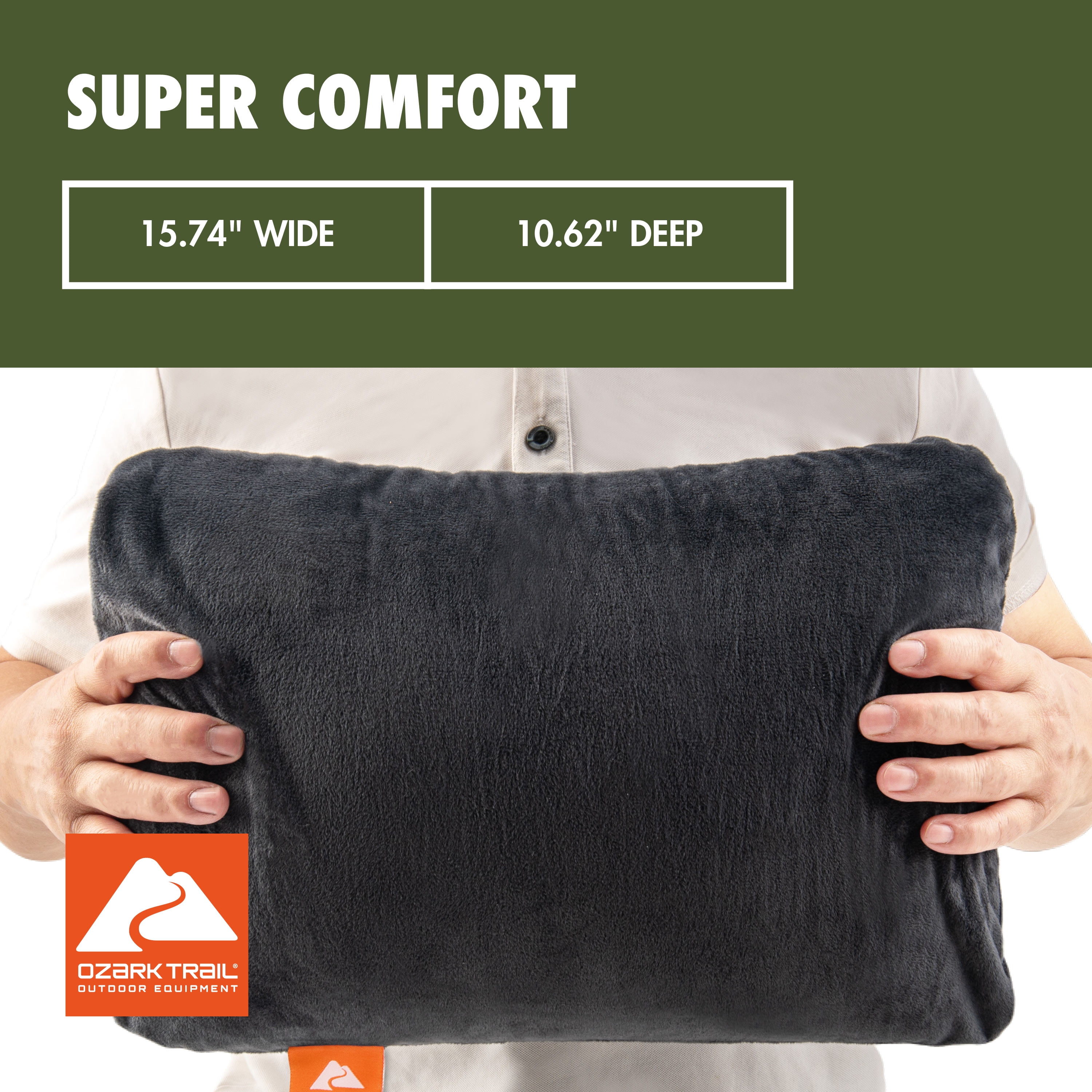Ozark Trail Memory Foam Camping Pillow, Adult Use, Dark Gray