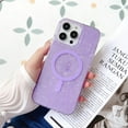 thumbnail image 1 of Magnetic Case for iPhone 14 Pro Max Compatible with MagSafe Wireless Charging, Sparkle Glitter Shell Glossy TPU Shockproof Non-Yellowing Slim Lightweight Cover for iPhone 14 Pro Max, Purple, 1 of 9