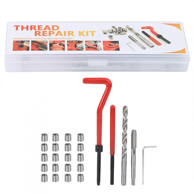 OKBY Kit de reparación de roscas -25 Piezas M6 Kit de reparación de roscas Broca de Rosca de Rosca Herramientas de reparación de roscas dañadas