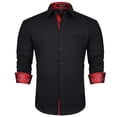 thumbnail image 4 of HISDERN Mens Long Sleeve Red Dress Shirts Casual Inner Collar Contrast Button Down Shirt Business, 4 of 7