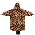 thumbnail image 2 of Oversized Wearable Blanket Hoodie,Brown and Black Leopard Print Sherpa Blanket Hoodie with Super Pockets,Super Warm Fuzzy Pullover for Women & Men, 2 of 6