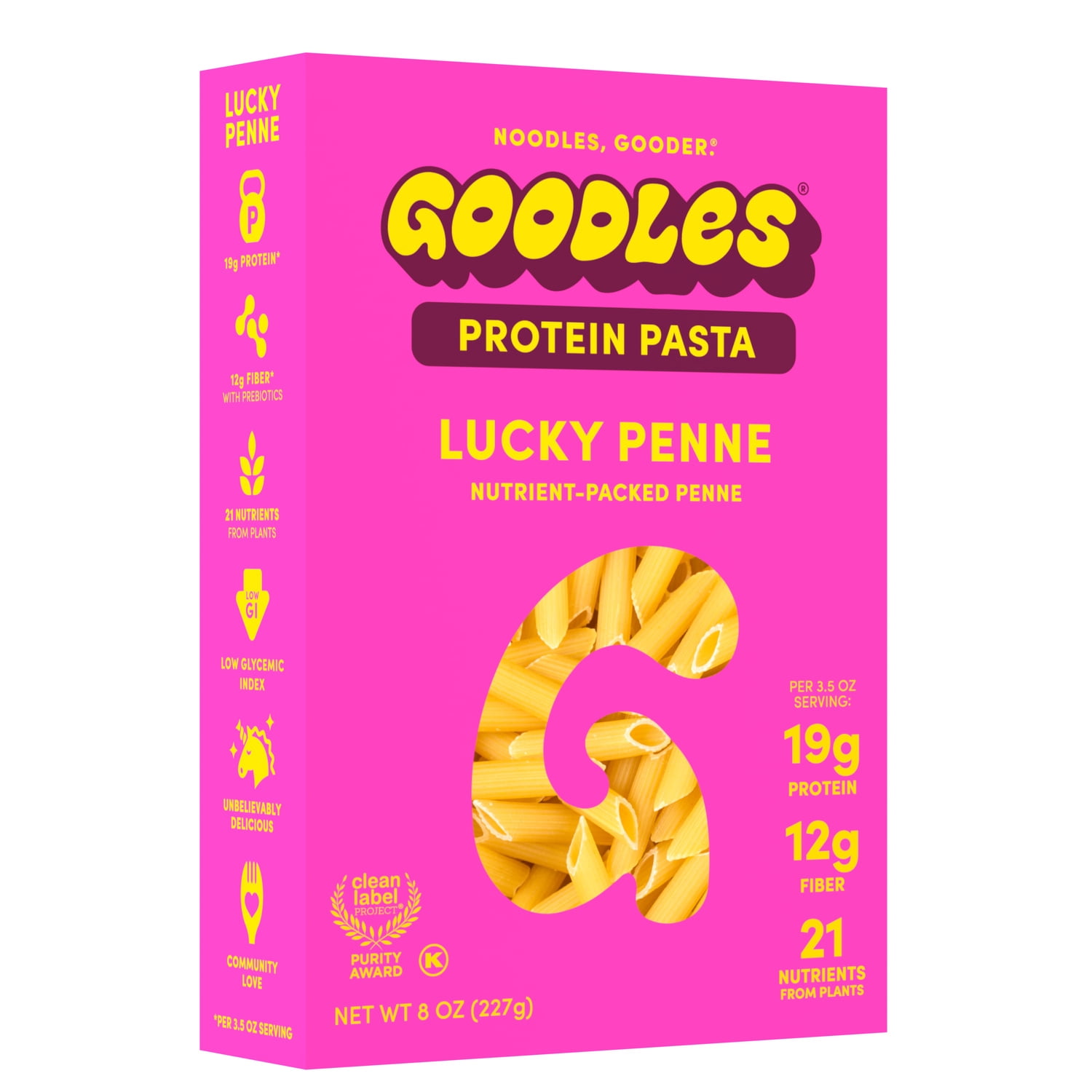 (3 pack) Goodles Protein-Packed Dry Pasta Lucky Penne 8 oz