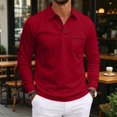 thumbnail image 2 of Hearthz Golf Polo Shirts for Men Soft Breathable Moisture Wicking Cotton Long Sleeve Shirt Men Plain Collared Golf Polo Shirts for Men with Pocket Red XL, 2 of 9