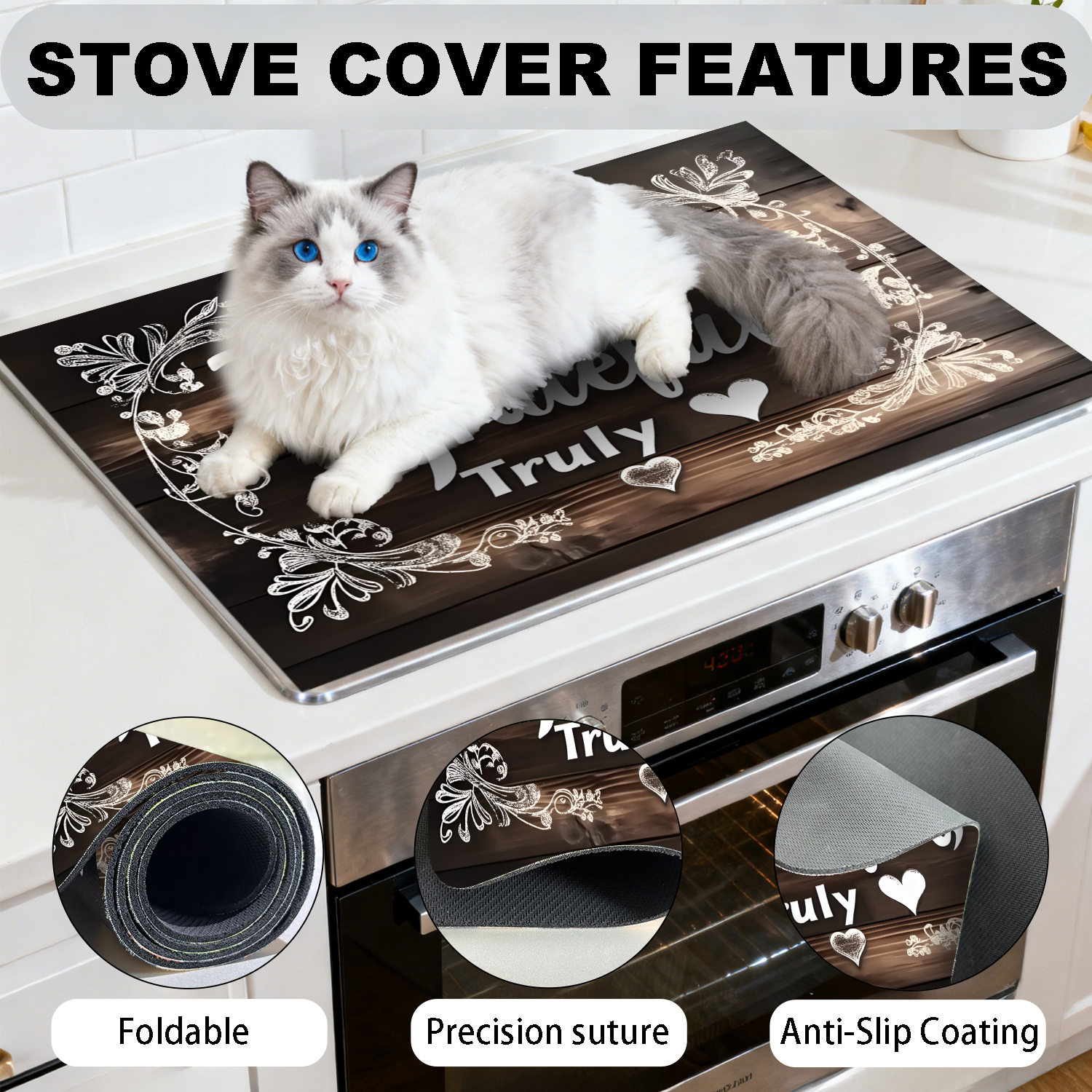 Stove Top Cover for Electric Stove 28 "x 20 ", Grateful pattern Heat Resistant Glass Top Stove Cover Protector, Induction Cooktop Protector Stove Top Covers Mat, Kitchen Flat Stove Top Covers