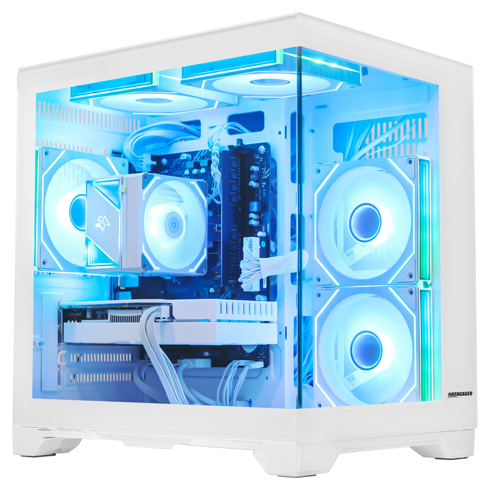 Hoengager King Gaming PC AMD Ryzen 5 5500 6-Core 3.6 GHz,Radeon RX 6500 XT 4GB, 16GB DDR4 ,1TB PCIe SSD ,ARGB Software, Windows 11 Prebuilt PC-White