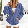 thumbnail image 7 of CYMMPU Women’s Zip Up Hooded Sweatshirt Jacket, Long Sleeve Casual Outerwear with Front Pockets Relaxed Fit Hoodie Coat for Everyday Sporty and Loungwear Style Navy L, 7 of 7