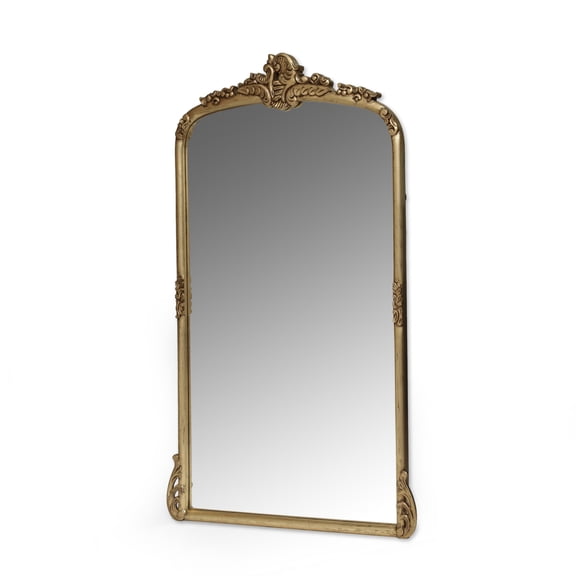 GDF Studio Linwood Traditional Handmade Over Mantle Wall Mirror, Antique Gold