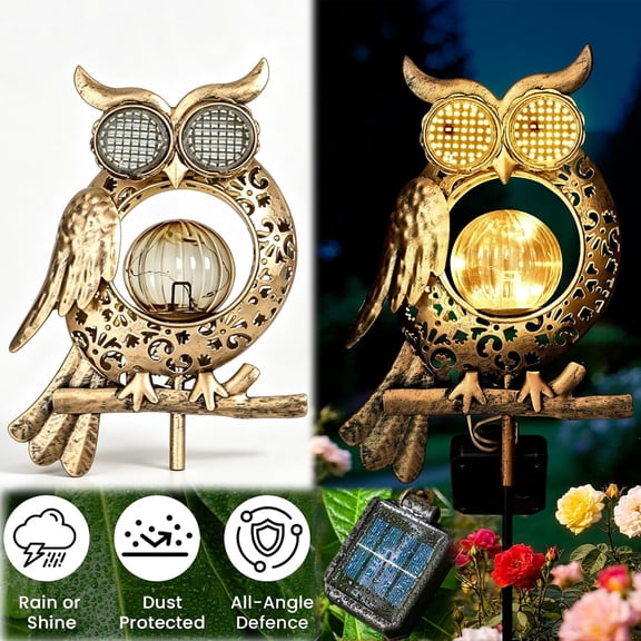 Akmoler Solar Garden Lights Outdoor Decor, Owl Figurine Light Stake, Garden Decorative for Patio, Yard, Landscape, Gardening Gift Ideas for Mom Grandma (1PCS)