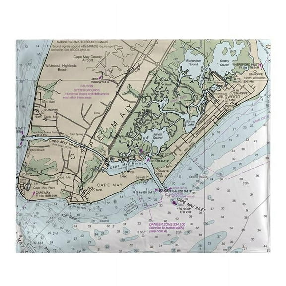 Betsy Drake BK12214CM 50 x 60 in. Cape May, NJ Nautical Map Fleece Throw