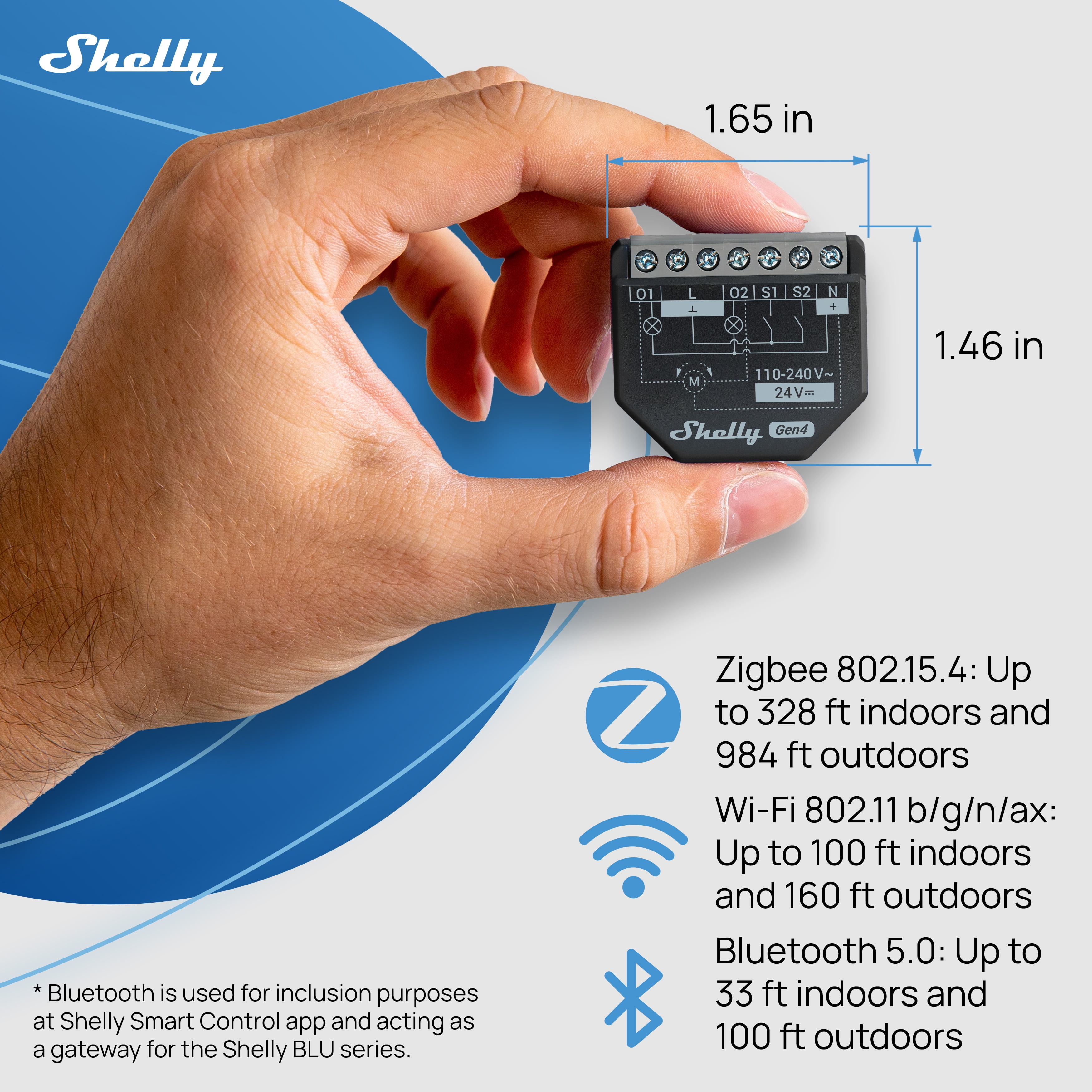 Shelly 2PM Gen4 16A 2-Channel (2x10A) Smart Relay with Power Measurement (Wi-Fi, Matter & Zigbee)
