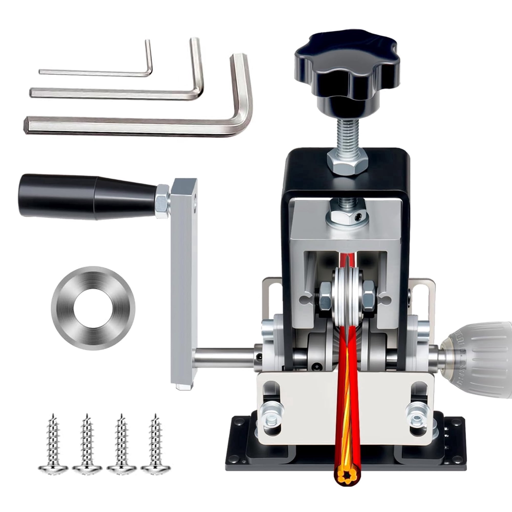 Manual Wire Stripping Machine Gauge Wire 0.06-1 inches,Scrapping Copper Wire Peeler Machine,Drill Powered Hand Crank Wire Stripper Tool for Scrap Copper Recycling