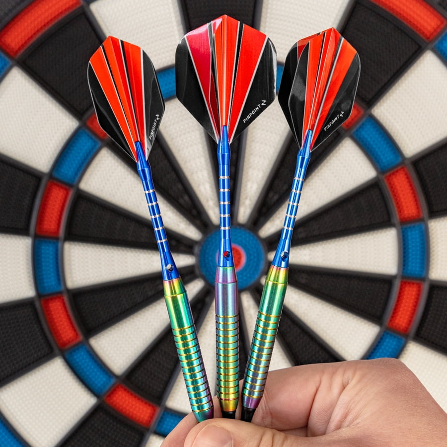 PINPOINT Soft Tip Darts – Durable Brass Barrels with Plastic Tips – 6 Flights Included – Pack of 3 Darts