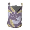 thumbnail image 1 of Geometric Laundry Bag, Crossed Curved Arc Design with Different Colors Abstract Motif, Hamper Basket with Handles Drawstring Closure for Laundromats, 13" x 19", Purple Lavender, by Ambesonne, 1 of 4