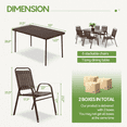thumbnail image 3 of 7 Pcs Outdoor Dining Table and Chairs for 6, Seizeen Patio Conversation Dining Set with Rectangular Table and High-back Chair, Plastic Wood Grain Top, Space-saving Furniture Set for Deck Yard, Brown, 3 of 8