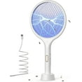 thumbnail image 1 of Raqueta eléctrica para insectos, 4000 V, 1500 mAh, raqueta eléctrica recargable para mosquitos con base estable contra mosquitos, moscas, insectos voladores, color blanco, 1 of 5