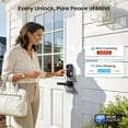 thumbnail image 5 of Veise Fingerprint Smart Locks for Front Door with 2 Lever Handle Set, App Control, Keyless Entry, Electronic Digital Keypad Deadbolt, Auto Lock, Waterproof, Easy to Install, Matte Black, 5 of 13