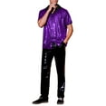 thumbnail image 2 of INSPIRE CHIC Sequins Shirts for Men's Camp Collar Short Sleeve Button Down Party Shiny Shirt 2XL Purple, 2 of 4