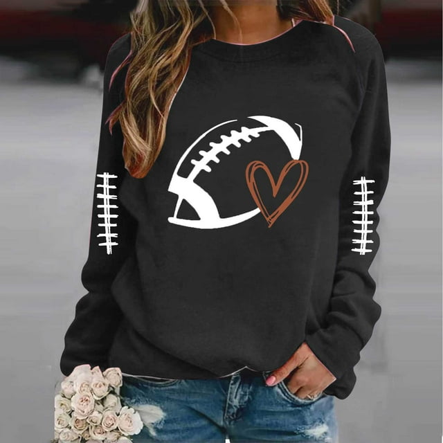 DPTALR Women's Breast Printed Round Neck Long Sleeve Top Sweater