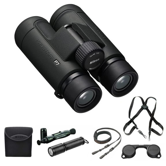 Nikon PROSTAFF P7 10x42 Binoculars With Lens Pen, Waith Harness, & Flashlight Kit