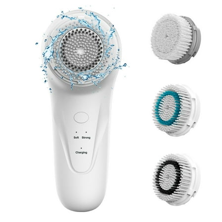 Sonic Facial Cleansing Brush, Rechargeable with 3 Interchangeable Brush Heads for Deep Cleansing and Gentle Exfoliation, Ideal for Daily Skincare Routine and Makeup Removal