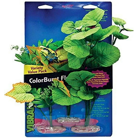 Blue Ribbon Vibran-Sea Color Burst Florals Broad Leaf Flowering Cluster Pack [Aquarium Artificial Plants, New Aquarium Supplies, Blue Ribbon Pet, Aquarium Supplies] 3 count