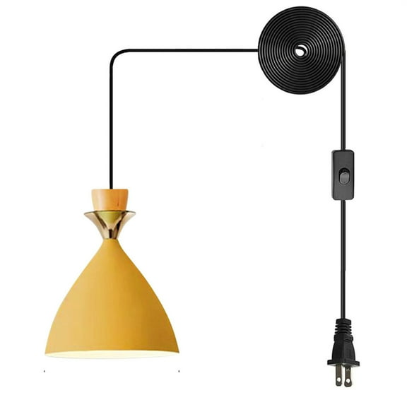 JLOWCO Plug in Pendant Light Modern Hanging Lights with Plug in Cord Bedroom Farmhouse Light Fixtures Kitchen Over Sink Lighting Fixtures Yellow (LED Bulb Include)
