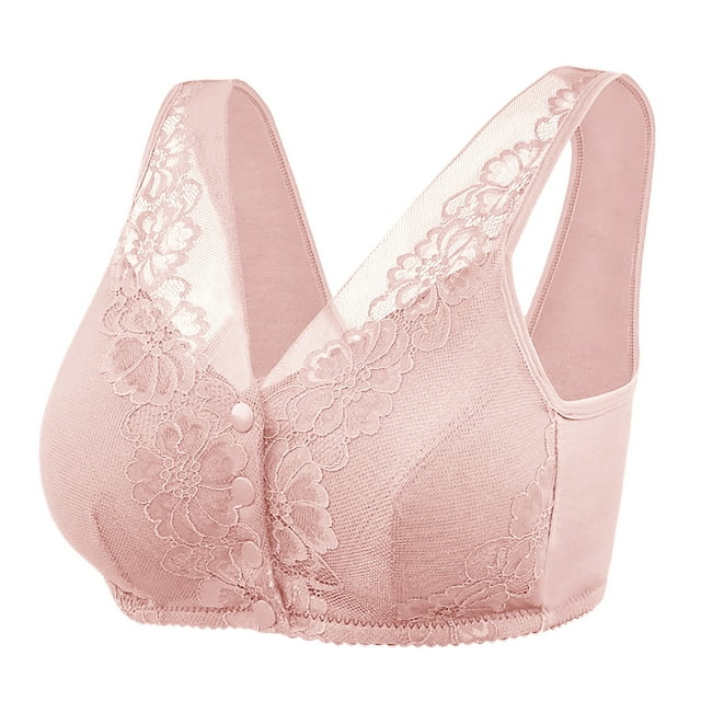 AherBiu Plus Size Bras for Women No Underwire Front Closure Full Coverage Everyday Bras Lace Comfy Bralettes