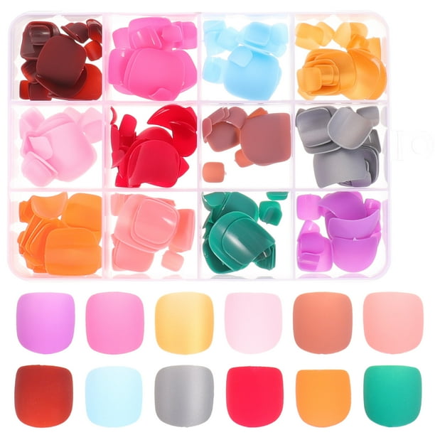 1 caja de uñas postizas para pedicura, uñas postizas esmeriladas para niñas.