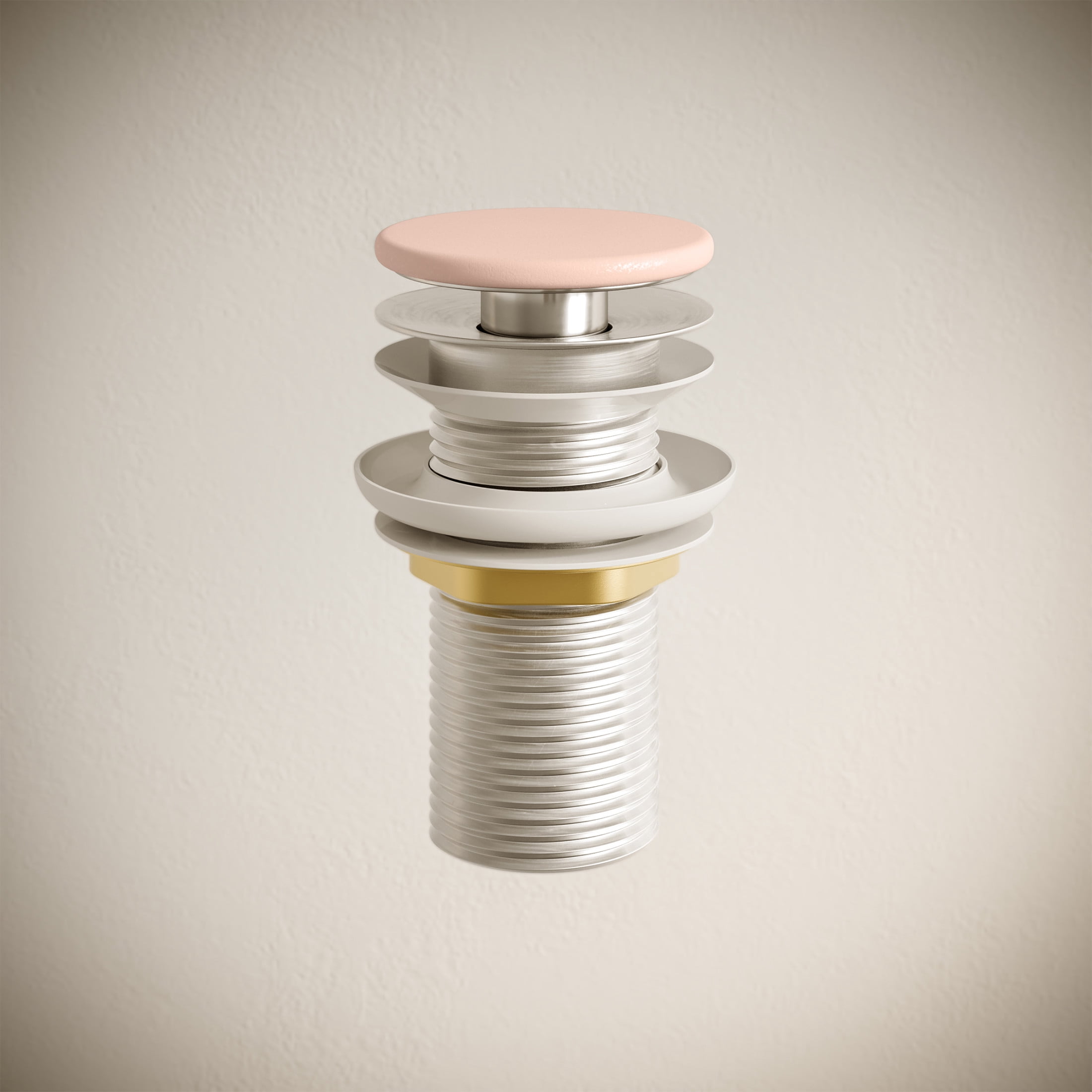Lisse Concrete Bathroom Sink Non-Overflow Pop Up Drain in Matte Blush