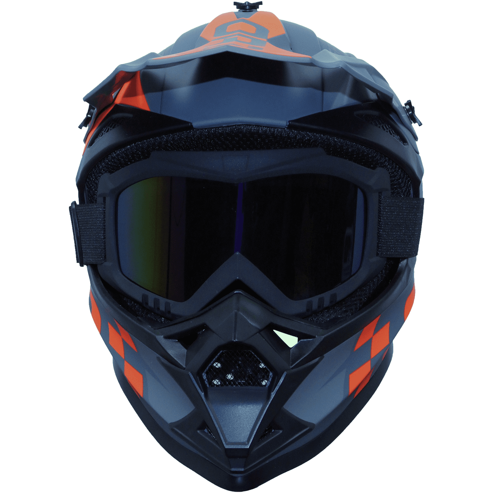 Motorcycle Full-Face Adult Helmet with Goggles, DOT Approved Motocross ATV Offroad Dirt Bike Helmet, L Size, Matte Gray
