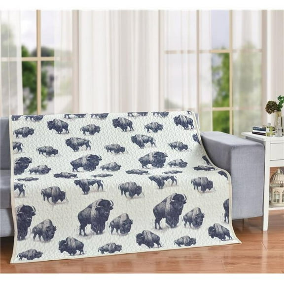 De Leon Collections 63849 Echo of the Wild West Southwestern Bison Buffalo Decorative Plush Microfiber Quilt Throw Blanket