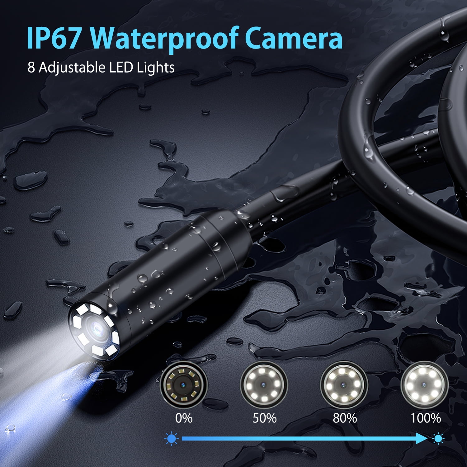 Industrial Endoscope Camera,1080P Digital Borescope Inspection Camera, 8mm IP67 Waterproof Camera,Sewer Camera with 4.3" LCD Screen,Adjustable 8 LED Lights,16.5FT Semi-Rigid Cable Tools for Men,Sewer