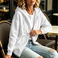 thumbnail image 5 of VSSSJ Women's Hoodie Sweatshirts Relaxed Fit Zip Up Long Sleeve Drawstring Pocket Casual Sweatshirt Jacket Top Fall Winter Outfit White S, 5 of 9