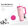 thumbnail image 6 of 40oz GEDUX Tumbler with Handle, 2-in-1 Leak Proof Lid (Straw/Flip), Insulated Water Bottle, Stainless Steel Tumbler with Non-Slip Silicone, Wide Mouth Travel Mug Cupholder Friendly, Rose Mix, 6 of 7