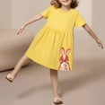 thumbnail image 2 of Girls Dresses Kids Toddler Girls Summer Cotton Lace Dress Short Sleeve Tiered Swing Midi Casual Dresses Little Girl Dresses Yellow 3 Years-4 Years, 2 of 6