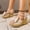 Beige, variant on Elegant Bow Wedge Sandals Corduroy Buckle Ankle Strap Cork Platform Height Increasing Daily Commute Date Beach Heels Green 36