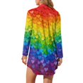 thumbnail image 2 of Yuyamidu Rainbow Heart Long Sleeve Nightgowns Size S Fashion Long Sleeve Night Shirt for Women Plus Size Button Sleep Dress Nursing Pajamas Shirt Comfortable V Neck Nightdress, 2 of 7