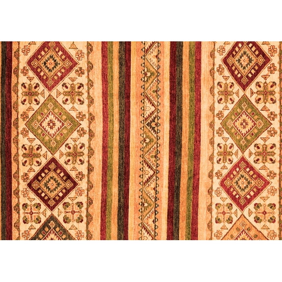 Ahgly Company Indoor Rectangle Abstract Orange Modern Area Rugs, 8' x 10'